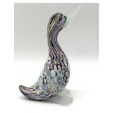 Millefiori Murano Art Glass Duck Figure 6.25'
