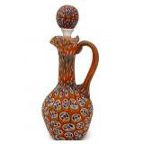 Millefiori Murano Art Glass Cruet Bottle with