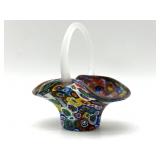 Millefiori Murano Art Glass Small Basket 3.5' x