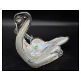 Millefiori Murano Art Glass Iridescent Swan Bowl