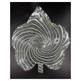 Latticino Gold Fleck Murano Art Glass Leaf Shaped