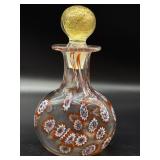 Millefiori Murano Art Glass Bottle with Gold