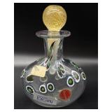 Millefiori Murano Art Glass Bottle with Gold