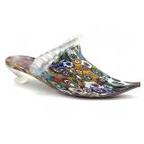 Millefiori Murano Art Glass Slipper 5.5' x 2.25'