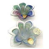 Pair of Murano Art Glass Flower Bowls 5.25' x