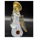 Latticino Murano Art Glass Angel Figure with Gold
