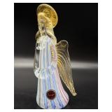 Latticino Murano Art Glass Angel Figure with Gold