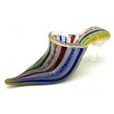 Latticino Murano Art Glass Slipper 5.5' x 2'
