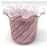 Latticino Murano Art Glass Small Vase 3' Tall