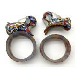 Millefiori Murano Art Glass Dog Napkin Rings-