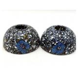 Pair of Millefiori Murano Art Glass Candle