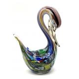 Millefiori Murano Art Glass Swan Figure 5' Tall