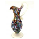 Millefiori Murano Art Glass Small Pitcher Vase