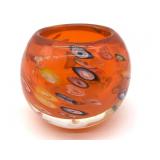 Orange Art Glass Votive Candle Holder 2.5' Tall