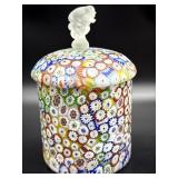 Millefiori Murano Art Glass Handblown Lidded Dish
