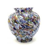Millefiori Murano Art Glass Vase 6.75' Tall- no