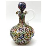 Millefiori Murano Art Glass Bottle with Stopper