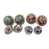 Millefiori Art Glass Clip-On Earrings 1' and