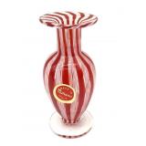 Latticino Murano Art Glass Red Small Vase 3.75'