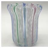 Latticino Murano Art Glass Toothpick Holder 2.5'