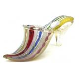 Latticino Murano Art Glass Slipper 5' x 2'