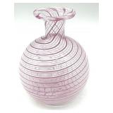 Latticino Murano Art Glass Pink Vase 3.75'