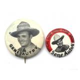 Vintage Gene Autry Pinback Buttons 1.75ï¿½ and
