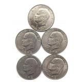 (5) 1972 Eisenhower Dollars