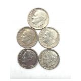 (5) Silver Roosevelt Dimes