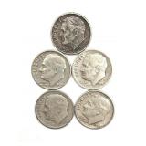 (5) Silver Roosevelt Dimes