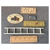 Wood Signs, Wood Wall Hook Rack, and Wood Ladder