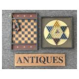 Antiques Wood Sign and Board Games Wood Wall