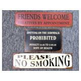 (3) Metal Signs 19.5' and Smaller : No Smoking,