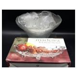 Madeira Footed Glass Bowl with Box and Glass
