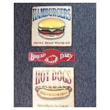 (3) Metal Kitchen Signs : Hamburgers, Hotdogs,