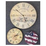 (3) Wall Clocks 24' and Smaller