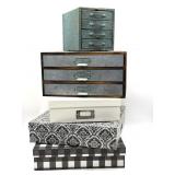 Metal and Wood Desk Organizers with Drawers and