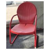Red Metal Lawn Chair - reproduction
