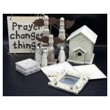 Prayer Changes Things Wood Sign, Wood Angel