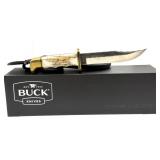 Custom Buck Knife with Leather Sheath and