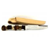 Custom Handmade Bone and Wood Handled Knife with