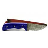 Handmade Custom Damascus Blade Knife with Leather