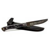 Custom Handmade Damascus Blade Knife with Leather