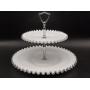 Two-Tiered Ruffled Edge Milk Glass Clear Edge