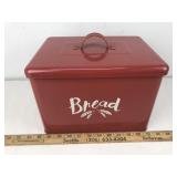Red Metal Bread Box with Lid