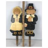 2 Wooden Pilgrim Outdoor Stakes Handmade