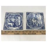 2 Delft Blue Handmade Holland Tiles