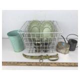 White Metal Basket w/ Contents