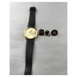 Texaco Earrings and Leather Ambassador Watch