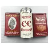 3 Tobacco/Snuff Tins Prince Albert Velvet Sweet